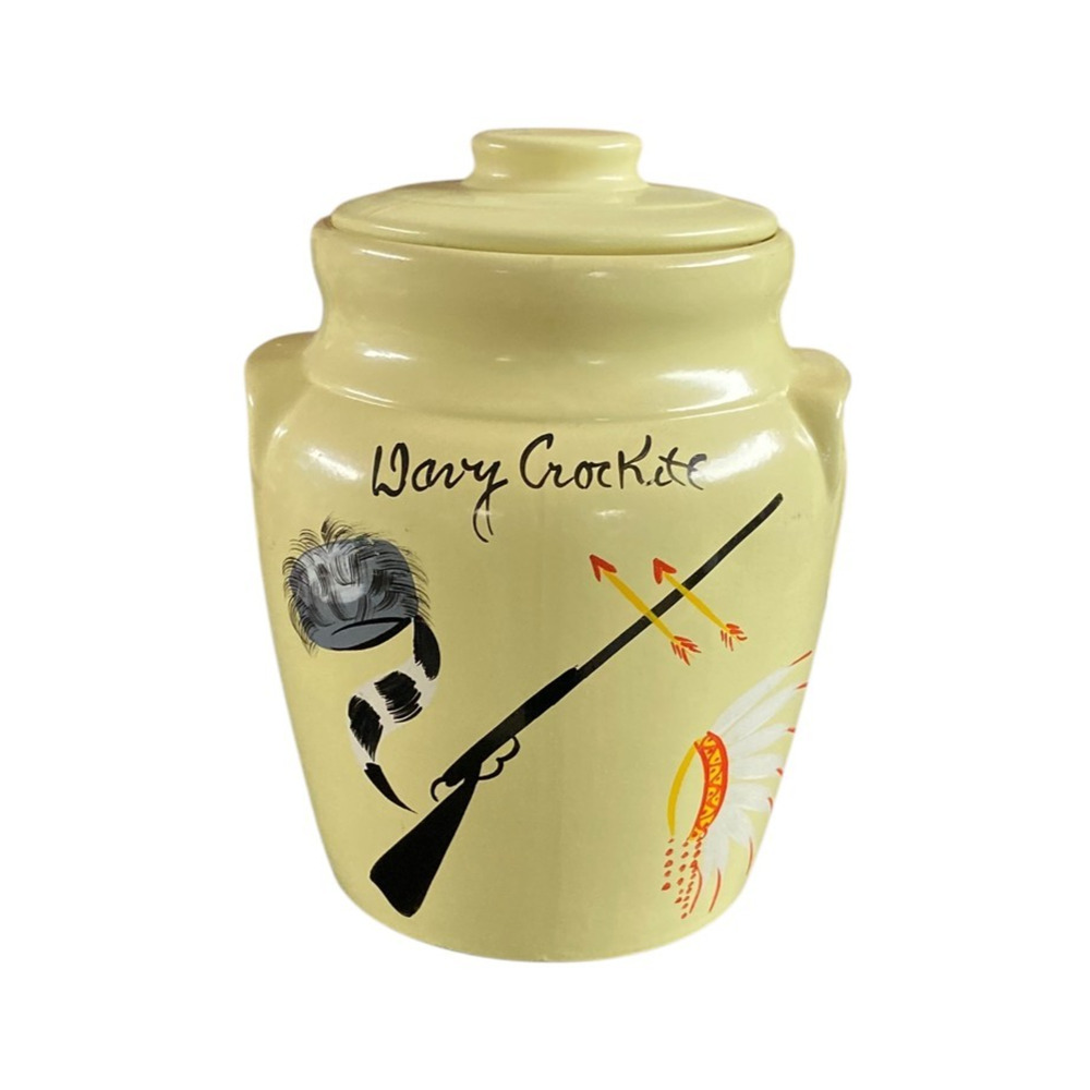 Vintage RANSBURG Davy Crocket Yellow Hand Painted USA Cookie Jar Pottery